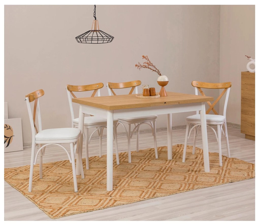 Set mobilier sufragerie Duvasa 25 (alb) (pentru 4 persoane). 1093810