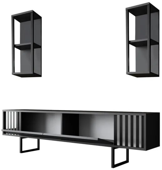 Set de mobilier pentru living Chrome, Antracit- Negru