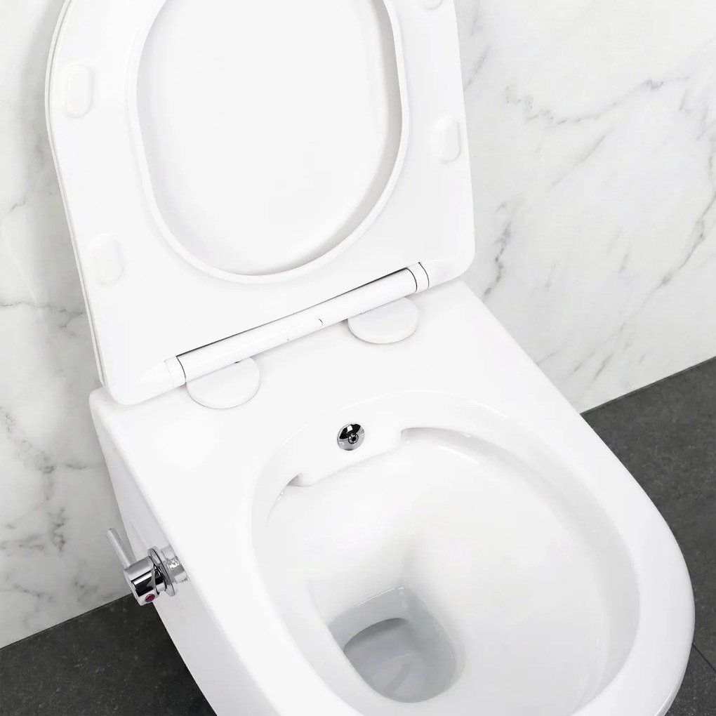 Vas WC suspendabil REA Carlo Lux Rimless cu funcție bideu