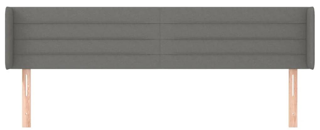 Tablie de pat cu aripioare gri inchis 203x16x78 88 cm textil 1, Morke gra, 203 x 16 x 78 88 cm