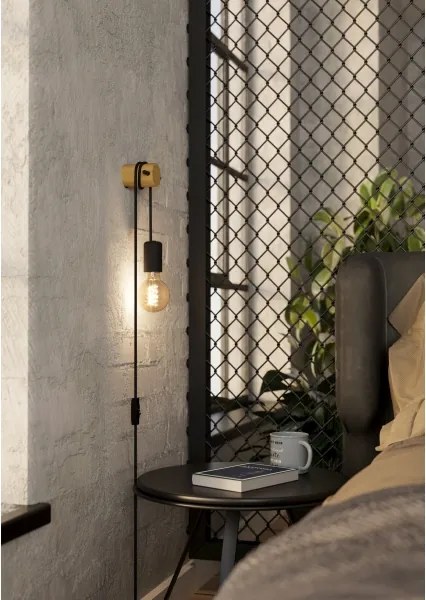 Eglo 43898 - Aplica de perete BUDDON 1xE27/13W/230V negru/bej