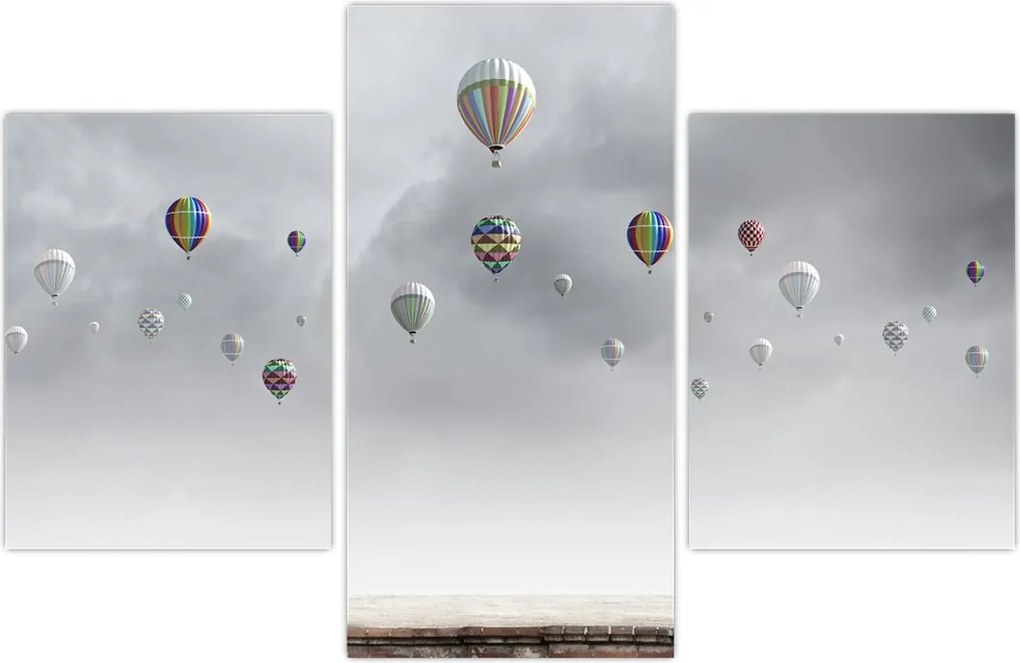 Tablou - Baloane pe perete de cărămidă (90x60 cm)