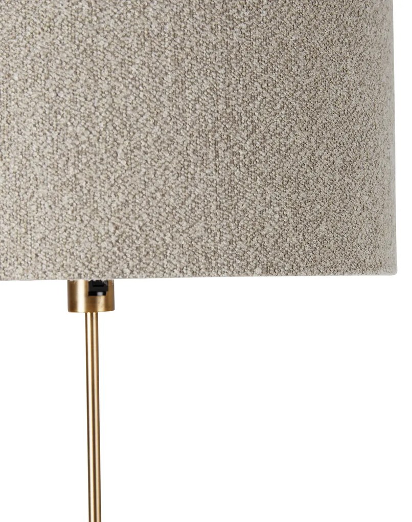 Lampa de podea reglabila bronz cu abajur boucle taupe 50 cm - Parte