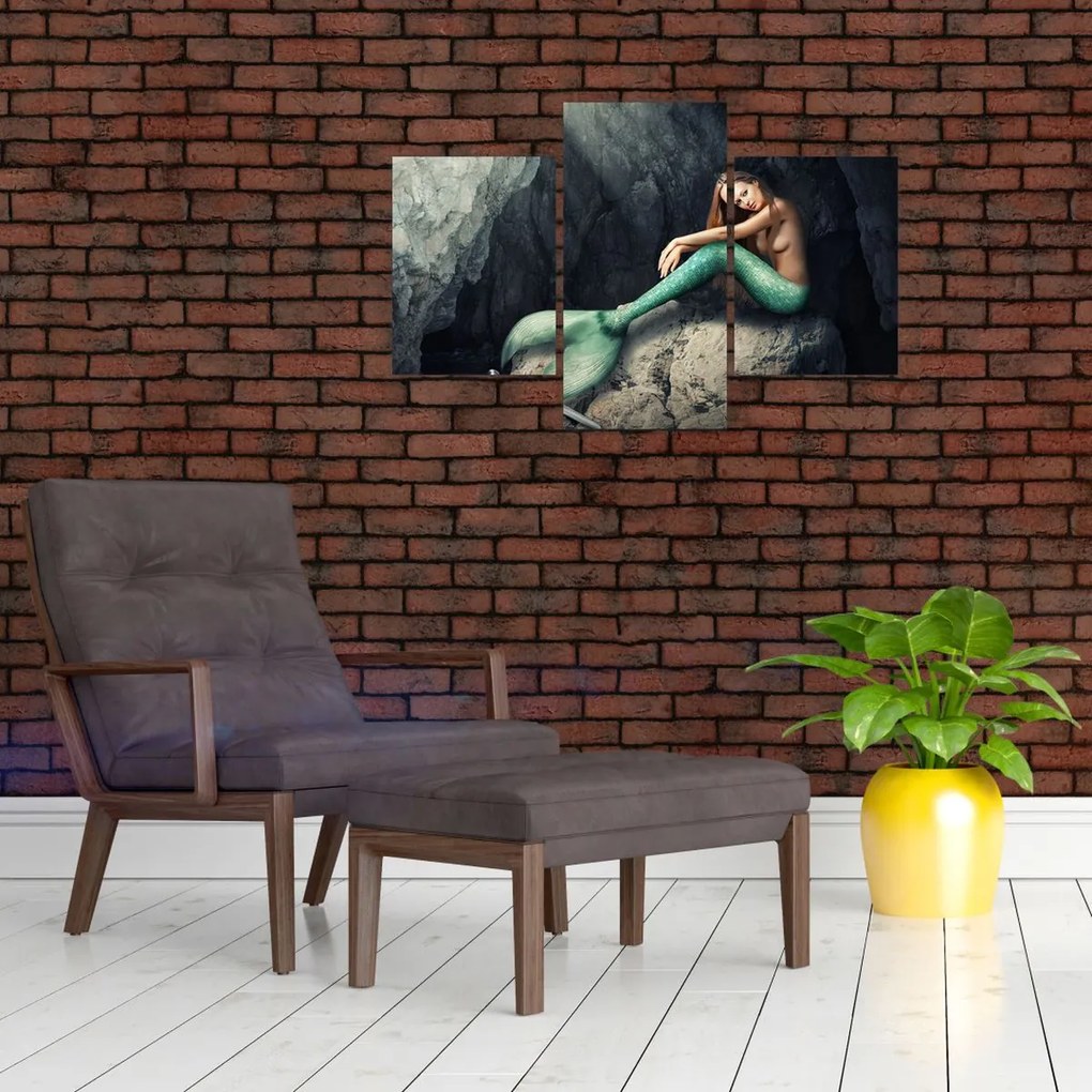 Tablou - Sirena pe stâncă (90x60 cm)
