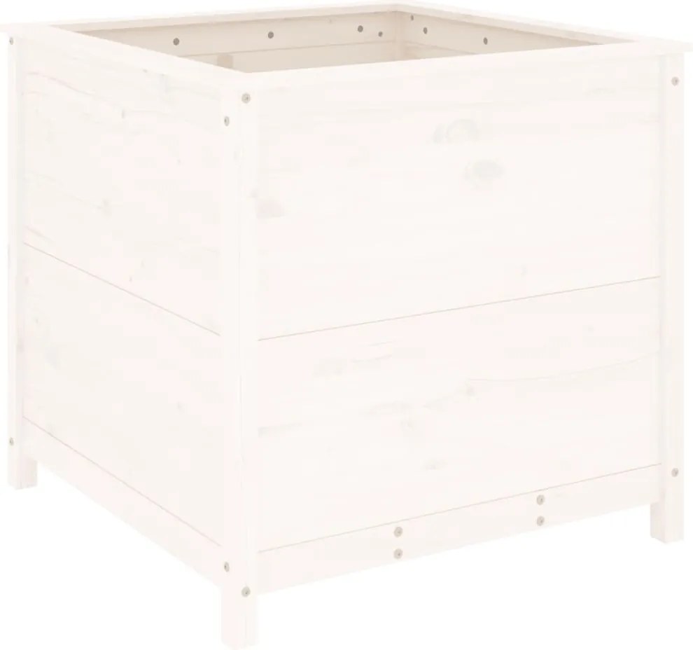vidaXL Jardinieră de grădină, alb, 82,5x82,5x78 cm, lemn masiv de pin