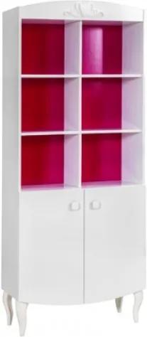 Biblioteca din pal cu 2 usi, pentru fete si tineret Yakut White / Dark Pink, l77xA33xH179 cm