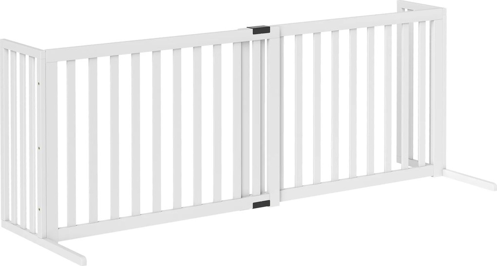 PawHut Poartă pentru Câini Pliabilă de Siguranță Extensibilă 102-183 cm cu 2 Suporturi Detașabile, Panouri Laterale, Poartă din Lemn pentru Câini de Talie Mică și Medie, Barieră Protectoare pentru Scări | Aosom Romania