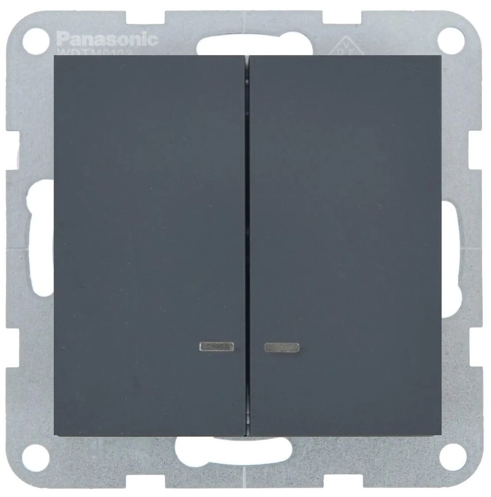 Intrerupator dublu cu led 10A, IP20, Night, Panasonic Karre Plus 55 Soft Touch