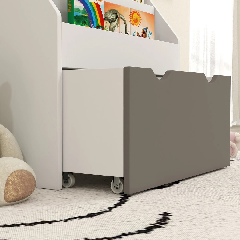 AIYAPLAY Bibliotecă pentru Copii 3-8 Ani cu 3 Rafturi și Sertar Inferior, din MDF, 62.5x30x70 cm, Gri | Aosom Romania