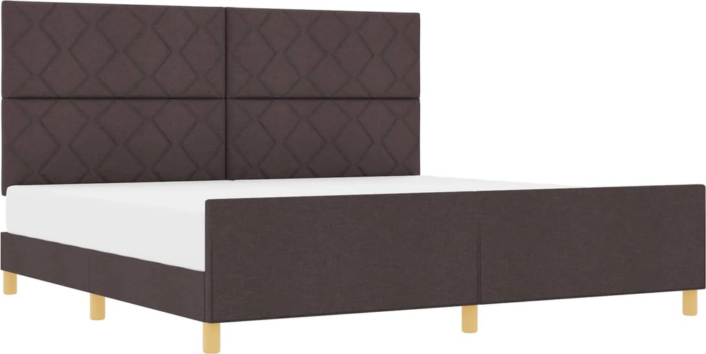 vidaXL Cadru de pat cu headboard Maro închis 200 x 200 cm țesătură
