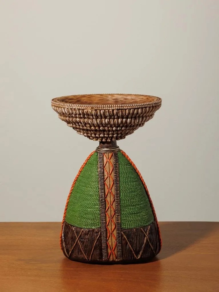 Decoratiune de masa, cu bol din rasina, H27cm, Africa