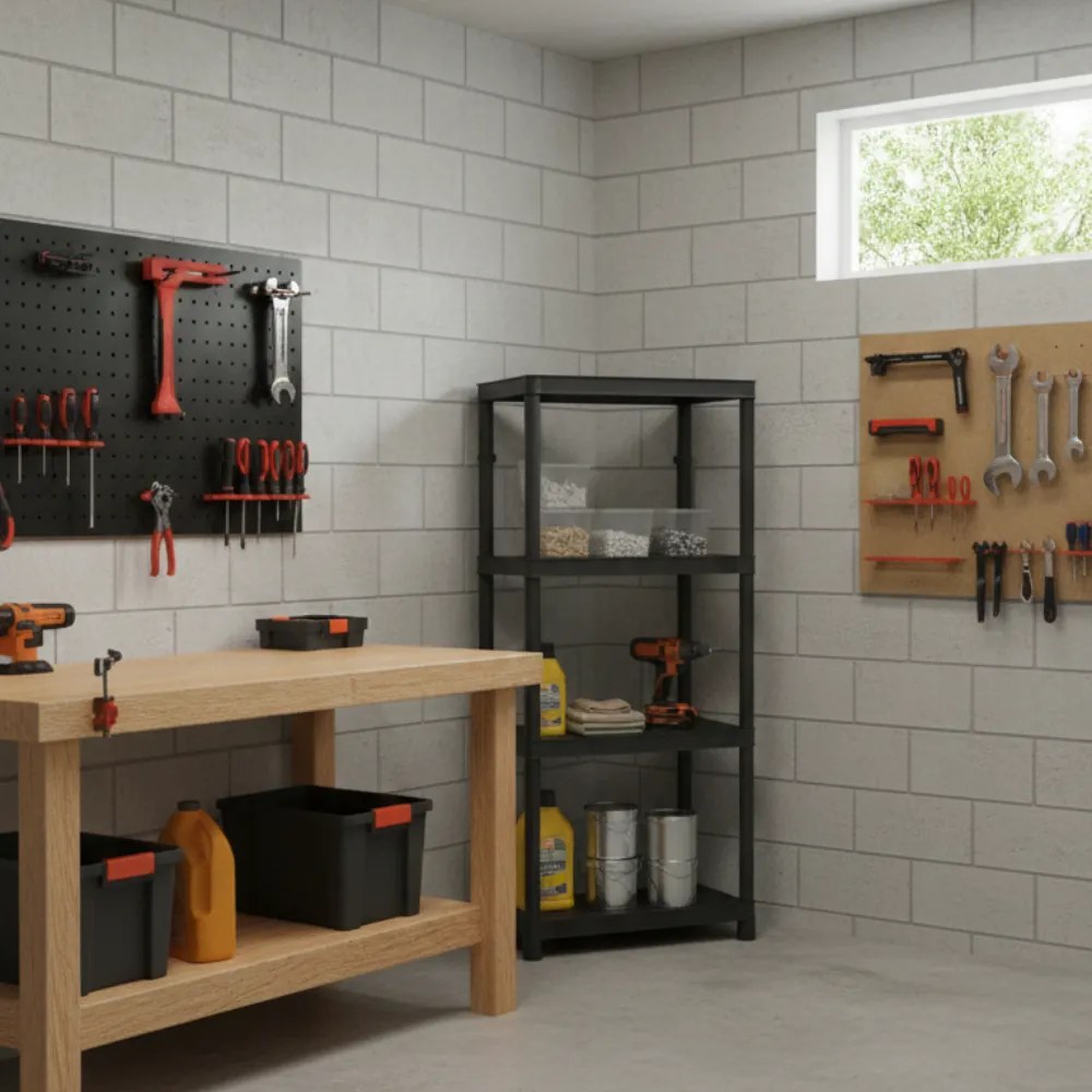 Prosperplast Raft pentru atelier STACKARO SOLID SMALL, 58x28x131,5cm, negru