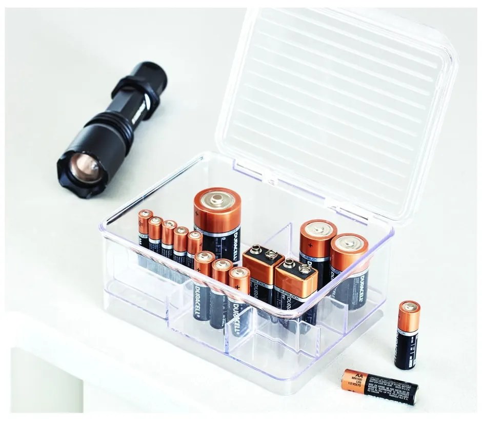 Organizator transparent compartimentat cu capac iDesign Linus, 17 x 14 cm