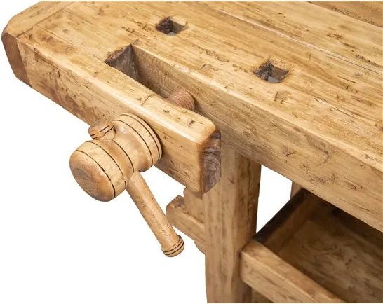Banc de tamplar, L126 69 H90 cm, natur antic, lemn masiv