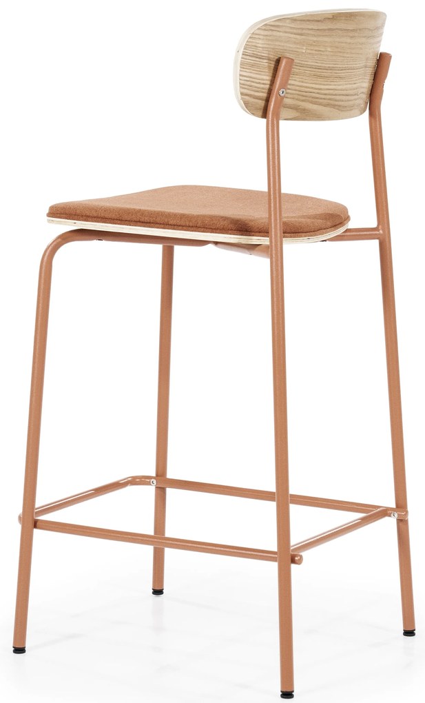 Scaun de bar Skoladin lemn de frasin teracota 95 cm