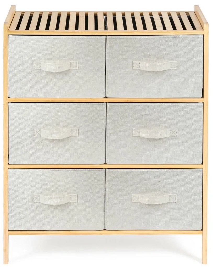 Raftier din bambus cu coșuri G21, 3 etajere, bej, 3 etaje