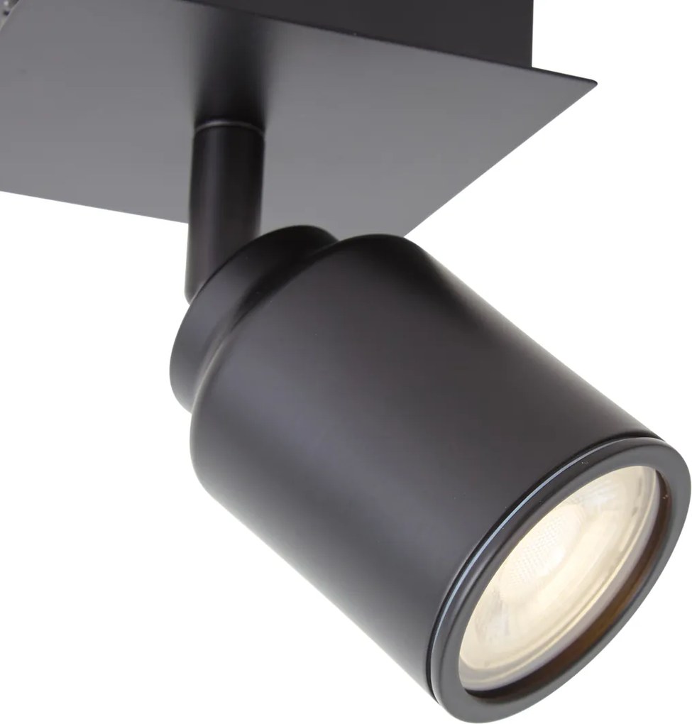 Spot de baie modern negru pătrat IP44 - Ducha