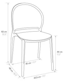 PAZZO DESIGN Set de 4 scaune Stefania alb din polipropilenă | Aosom Romania