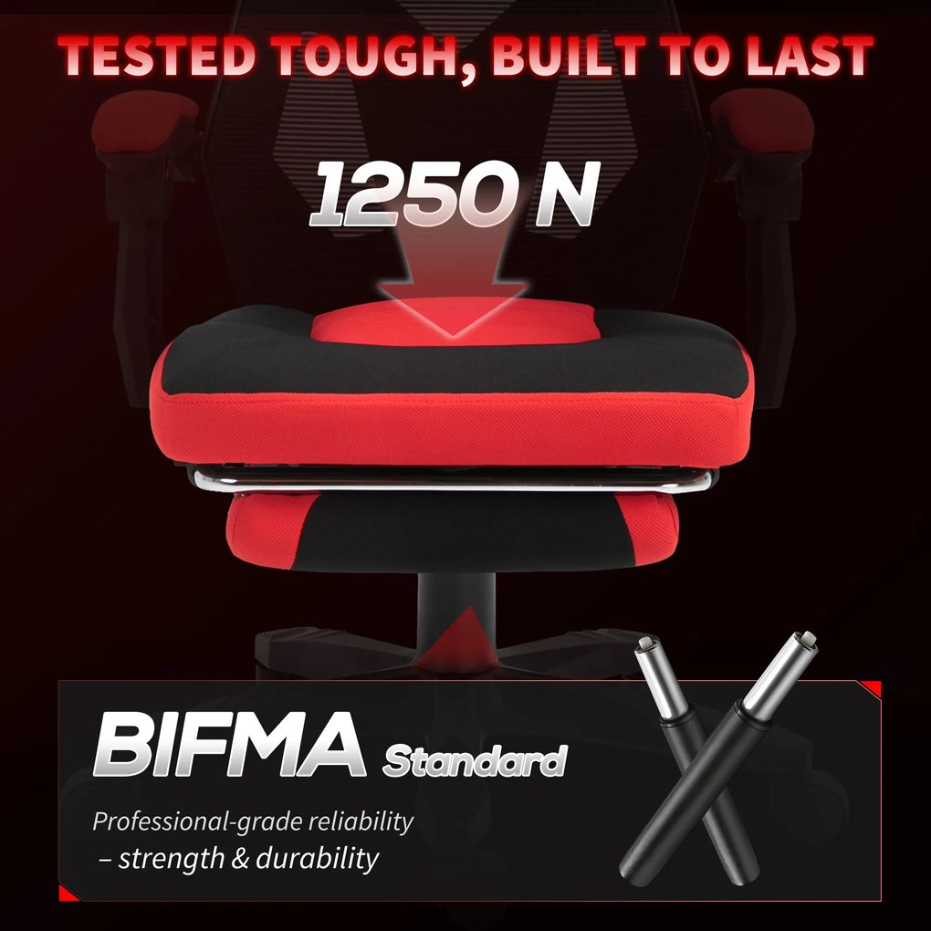 Vinsetto Scaun de Birou Ergonomic și Reclinabil cu Suport pentru Picioare Negru și Roșu | Aosom Romania