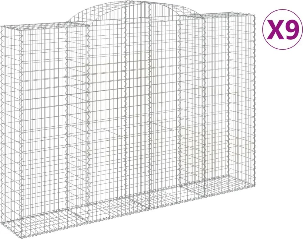 vidaXL Coșuri gabion arcuite 9 buc. 300x50x200/220 cm fier galvanizat