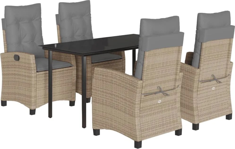 vidaXL Set mobilier pentru grădină, 5 piese, cu perne, bej, poliratan