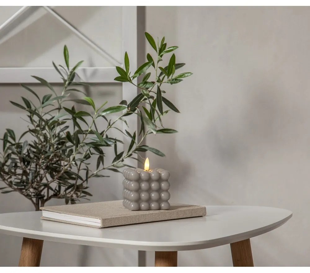 Lumânare cu LED din ceară gri Star Trading Flamme Dot, înălțime 9,5 cm