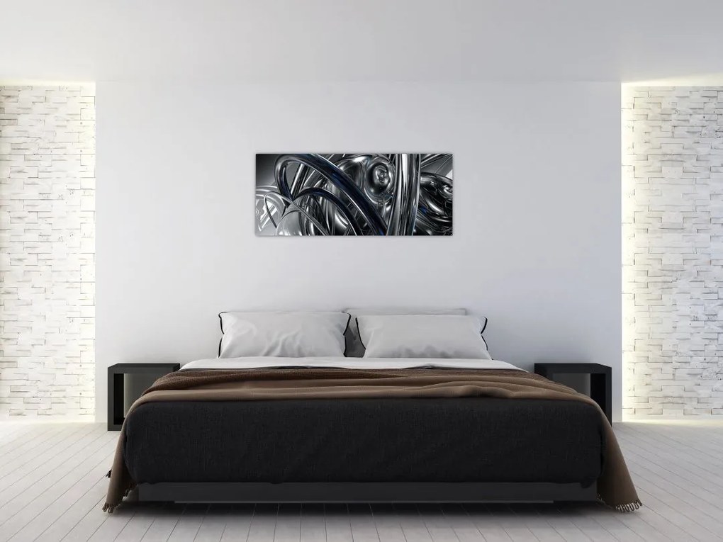 Tabloul cu abstracție gri cu albastru (120x50 cm)