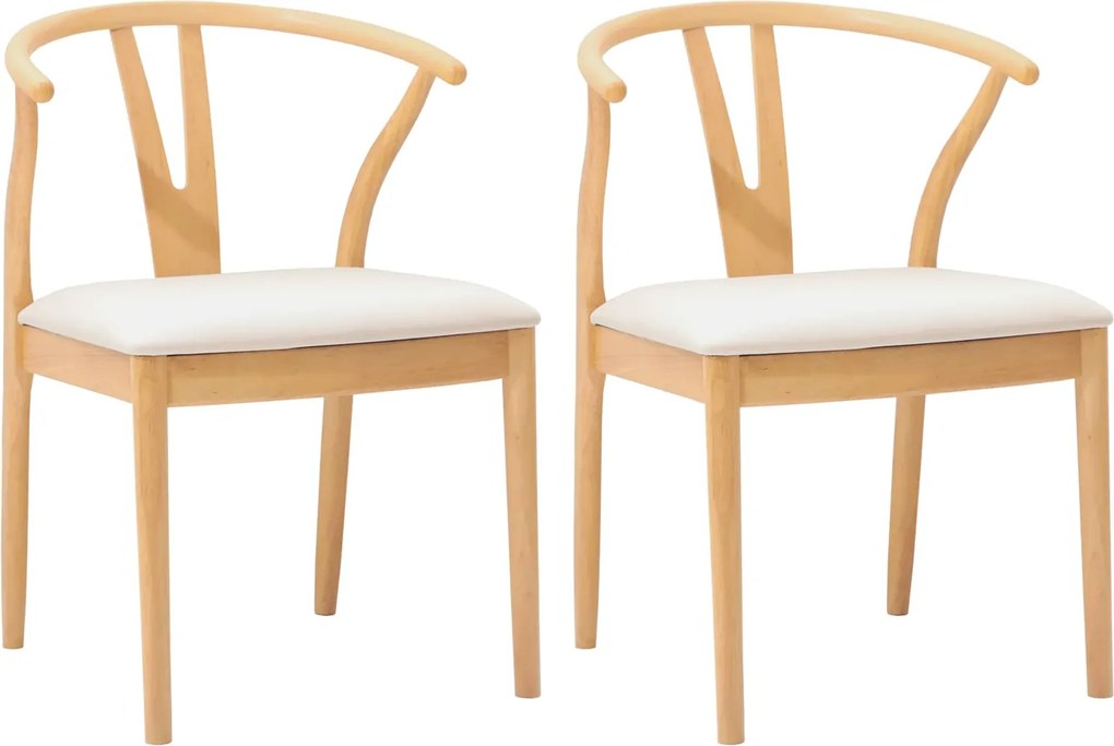 vidaXL Scaun de sufragerie 2 pcs Natural și deschis