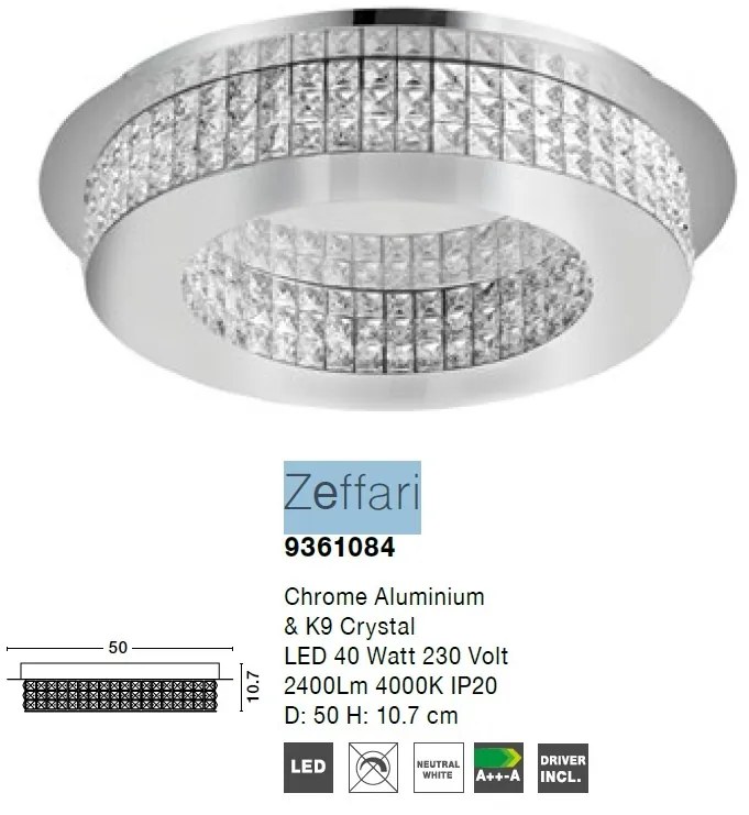 Plafoniera, Lustra LED aplicata design modern Zeffari, crom