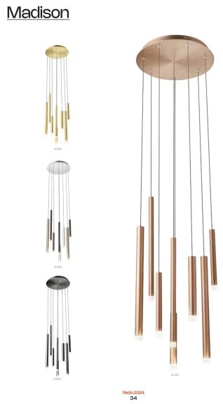 Lustră LED pe cablu Redo 01-2053 MADISON 8xLED/4W/230V crom lucios/negru/cupru