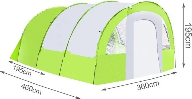Cort verde iglu de camping pentru 6-8 persoane, cu un hol mare