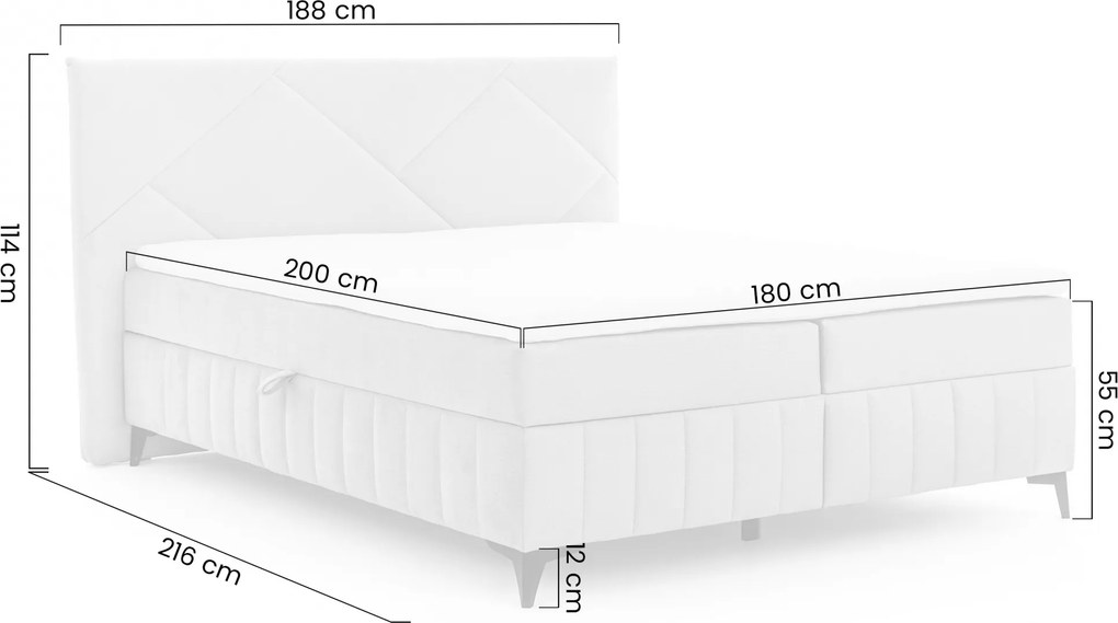 Pat boxspring Wasil 180x200 cu spațiu de depozitare - catifea roz hidrofobă Element 18