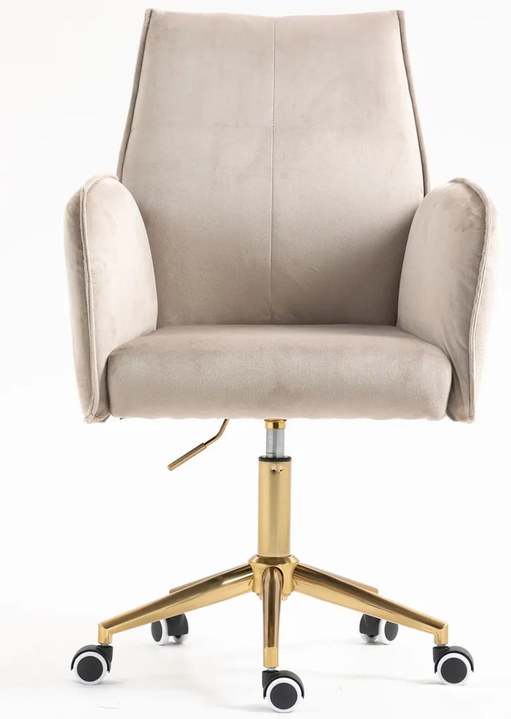 HR280K Scaun Latte din Catifea cu Bază Aurie