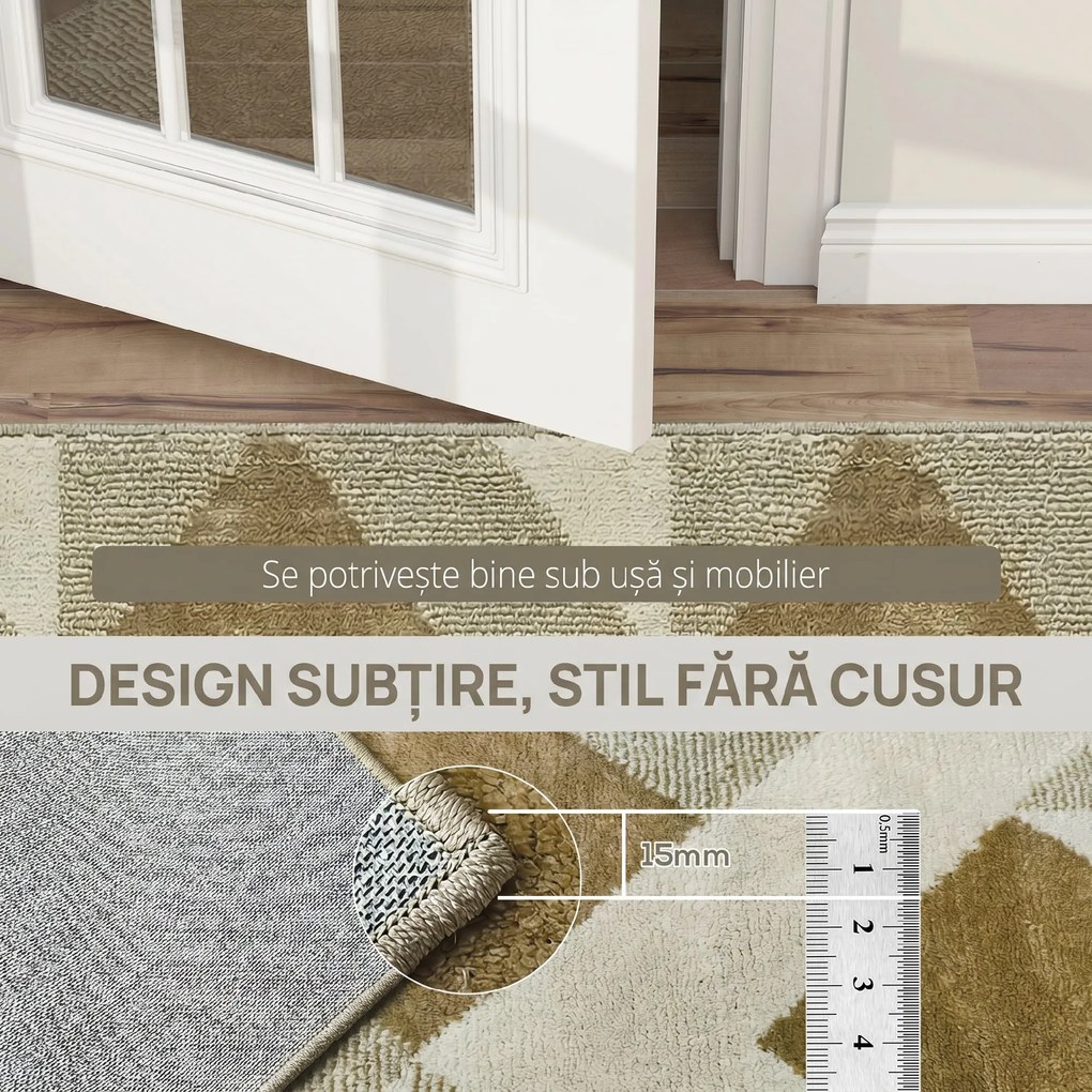 HOMCOM Covor Modern Hipoalergenic și Lavabil cu Efect 3D 230x160cm Galben | Aosom Romania