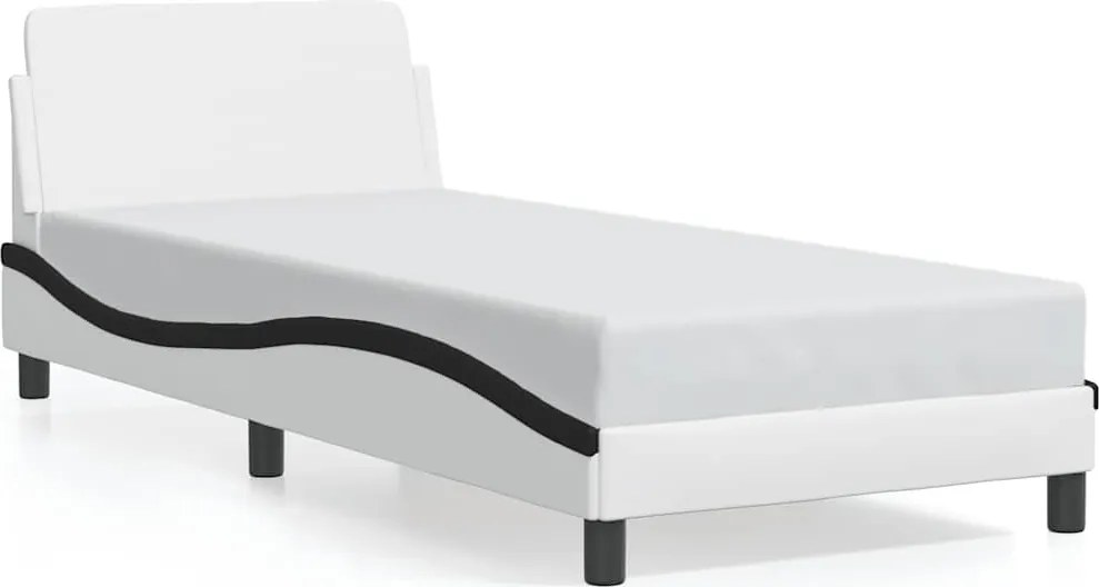 vidaXL Cadru de pat Dover alb și negru 90x190 cm piele artificială