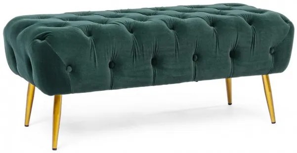 Bancheta capitonata verde, din catifea si metal, Giacinta, Bizzotto