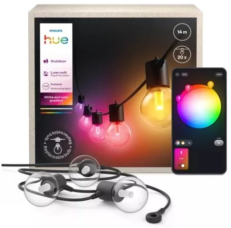 Philips Hue FESTAVIA - Ghirlandă LED RGBW reglabilă pentru exterior 20xLED 14m IP65
