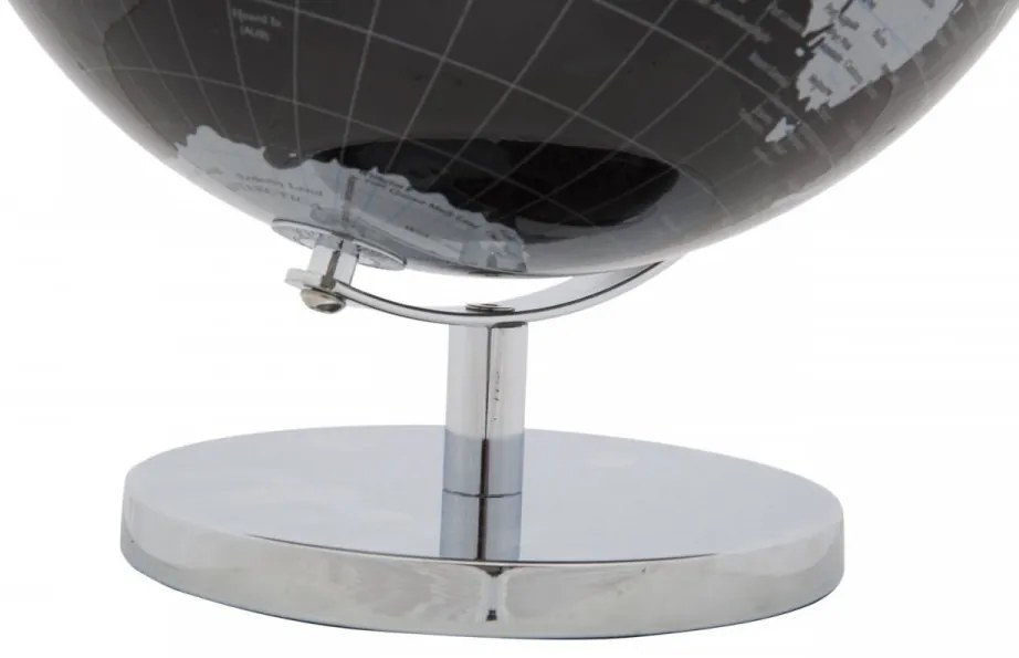 Decoratiune glob negru/argintiu din metal, ∅ 25 cm, Globe Mauro Ferretti