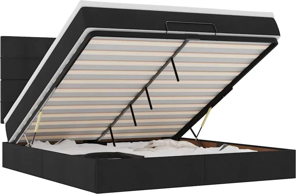 vidaXL Cadru de pat otoman cu saltea țesătură neagră 180x200cm