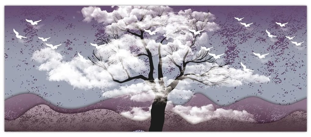 Tablou - Copac în nori (120x50 cm)