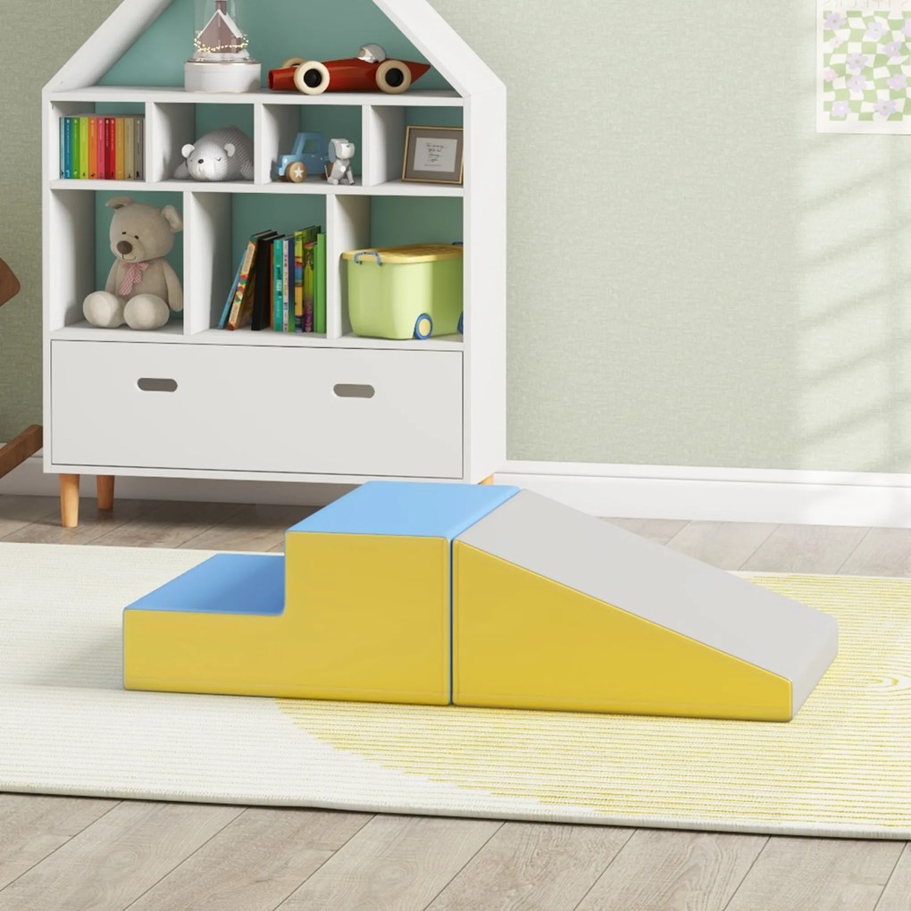 HOMCOM Parcurs motricitate bebeluș jucării de escaladă modulabil 2 cuburi gigante din spumă 50 x 50 x 25 cm multicolor | Aosom Romania