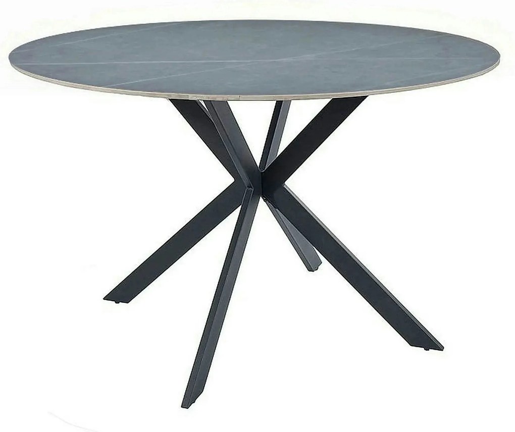 Masa rotunda TALIA, gri cu efect de marmura/negru mat, ceramica/metal,