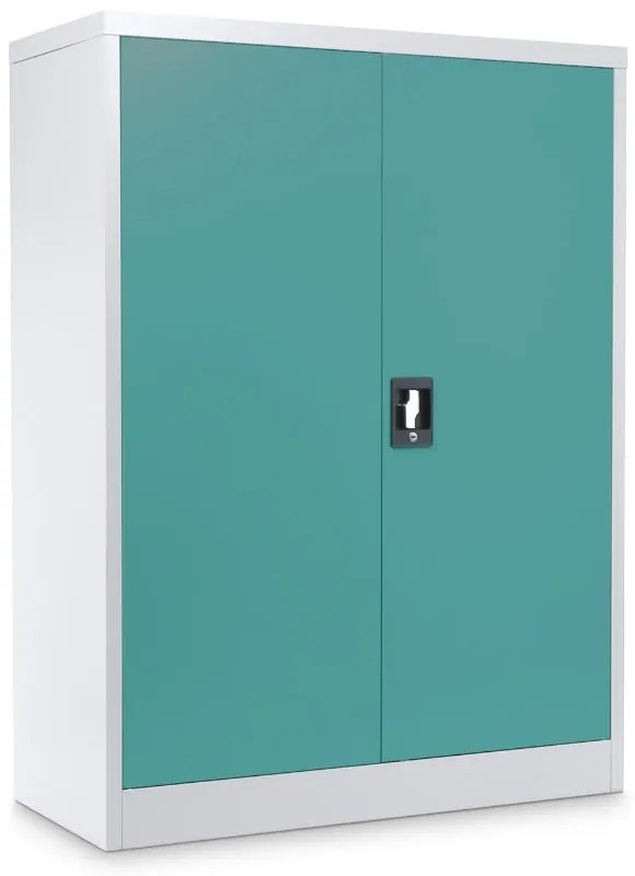 Dulap metalic universal mediu, 90 x 40 x 120 cm, încuietoare cu cilindru, verde - ral 6033