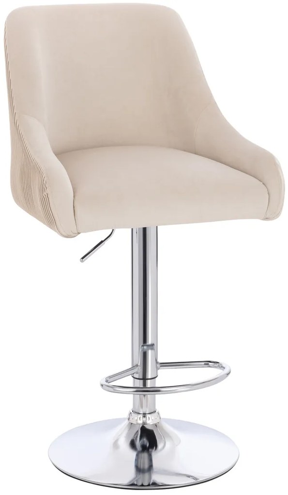 HR920W Scaun Crem din Catifea cu Bază Cromata
