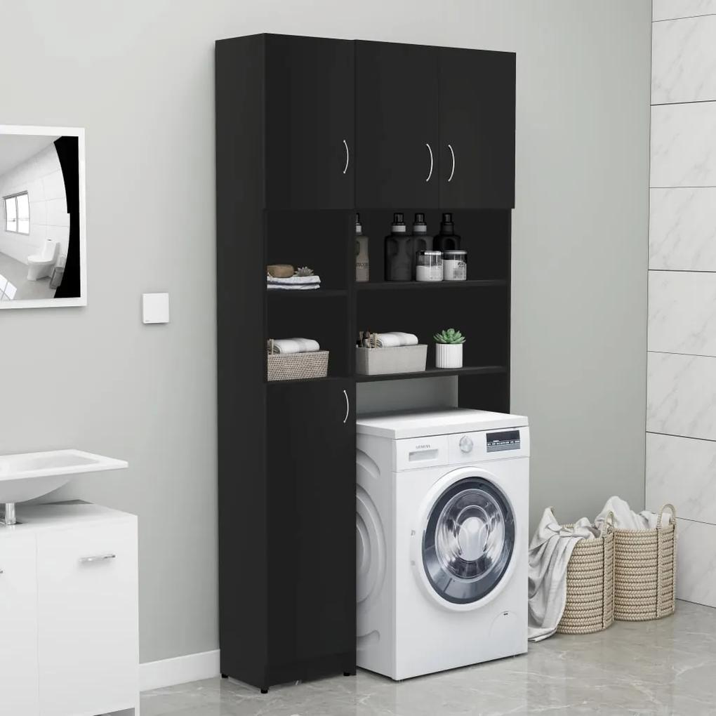 vidaXL Set dulap mașina de spălat, negru, pal