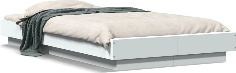 vidaXL Cadru de pat, alb, 90x200 cm, lemn prelucrat