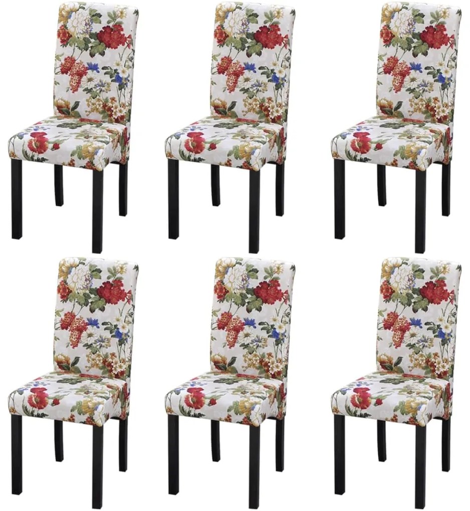 vidaXL Scaune de bucătărie, 6 buc., multicolor, material textil