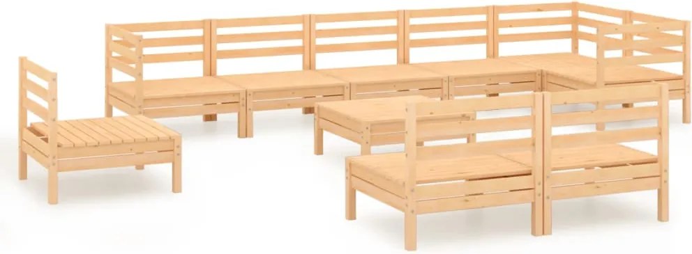 vidaXL Set mobilier de grădină, 10 piese, lemn masiv de pin