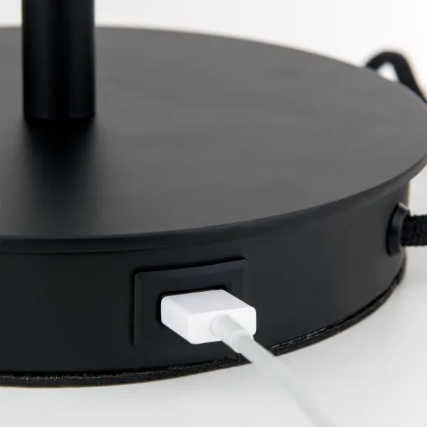 Lampă de masă cu port USB Orion LA 4-1205/1 LUDWIG 1xE27/40W/230V negru