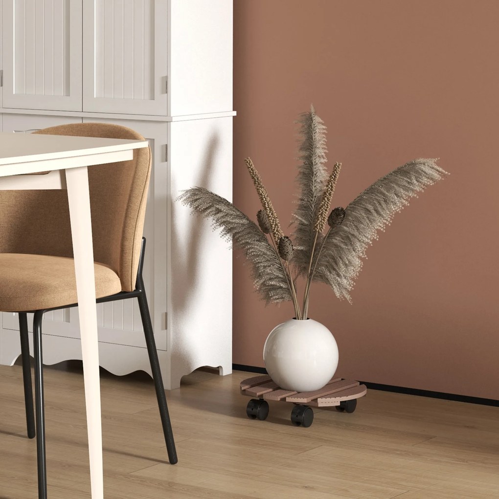 Outsunny Lot de 4 suporturi rotunde Ø30 cm pentru plante - suport pentru ghivece cu roți, interior și exterior | Aosom Romania